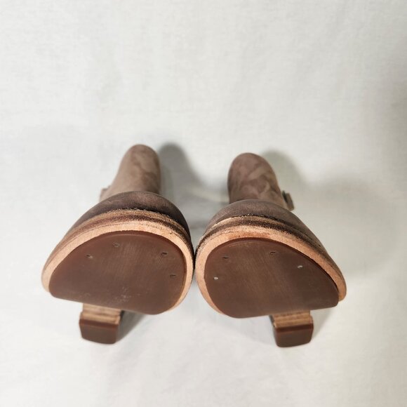 TIMBERLAND Marge Suede Slingback Bootie Taupe Gray Leather Block Heel Size 10. - Picture 12 of 16